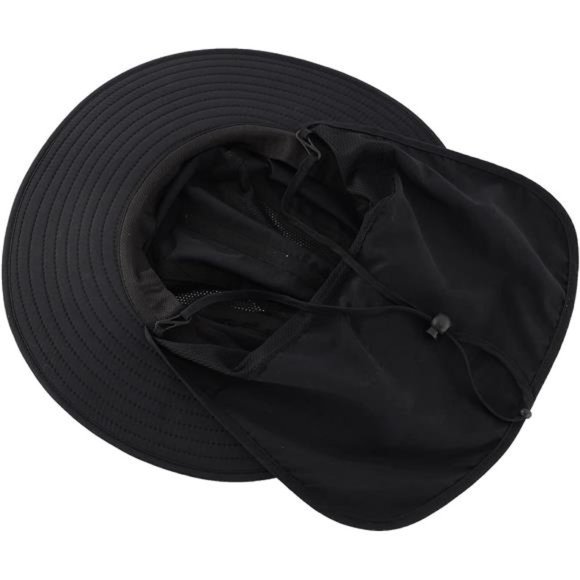 Mens UPF 50+ Sun Protection Cap Wide Brim Fishing Hat with Neck Flap Hiking - Picture 2 of 7